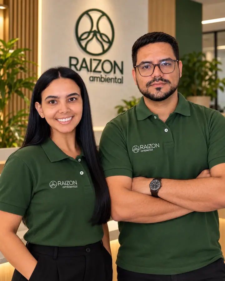 Laleska Fernanda e Miguel Gentine, engenheiros da Raizon Ambiental